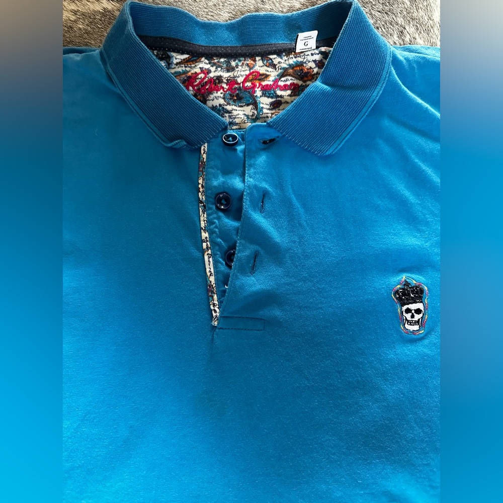 Robert Graham Teal Polo with Skull Detail